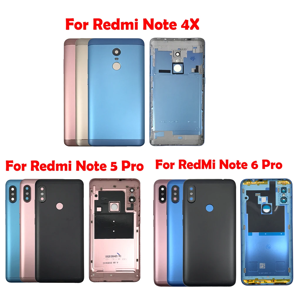 

10PCS For Xiaomi Redmi Note 4X 5 6 Note5 Note6 Pro Back Door Case Battery Rear Housing Back Cover Side Power Key +Volume Button