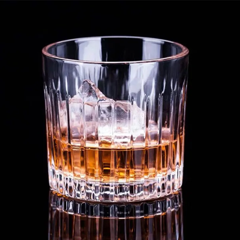 335ml Classic Striped Brandy Whiskey Glass Cups Transparent Iced Coffee Cup American Latte Coffee Mug Foreign Wine Cocktail Mugs