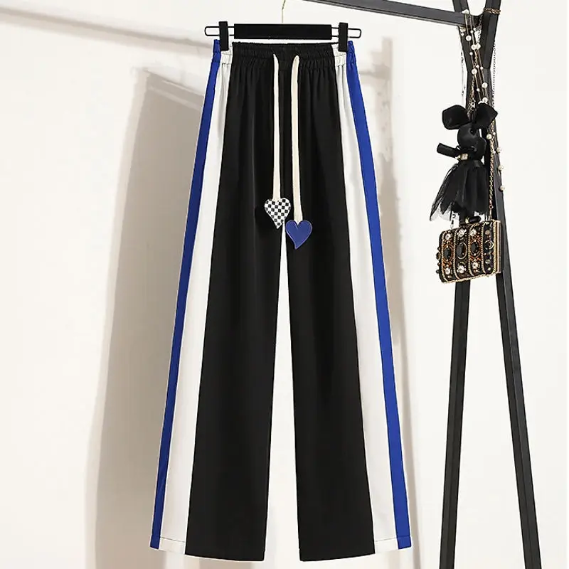 

Elastic Waist Wide Leg Pants Straight Solid Color Lacing Fashion Loose Office Lady Simplicity Drawstring Women's Clothing 2023