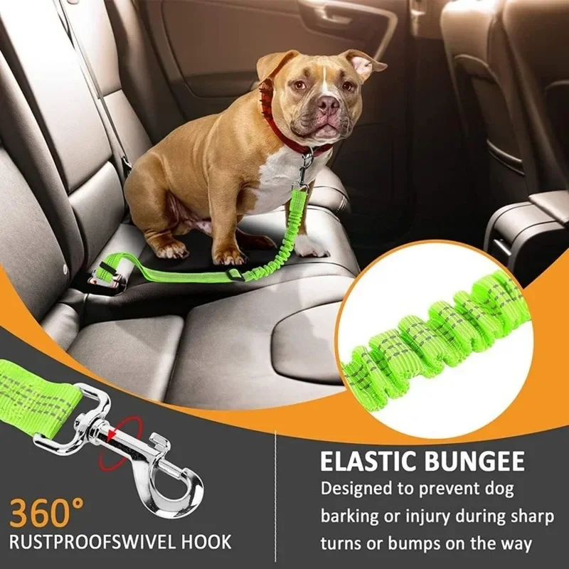 Title 3, Car Seat Belt Dog Leash Telescopic Buffer Elast...