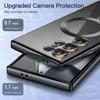 Magsafe Case For Samsung S25 S24 FE S23 S22 Ultra Plus Note 20 Clear Silicone Full Camera Crystal Magnetic Car Cover Protection 5