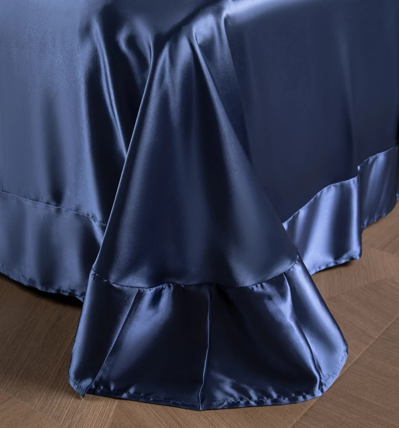 Set Biancheria da Letto in Seta Pura 100% - 4 Pezzi, Misura King/Queen, con Copripiumino, Federe e Lenzuolo con Angoli di Alta Qualità - immagine 4
