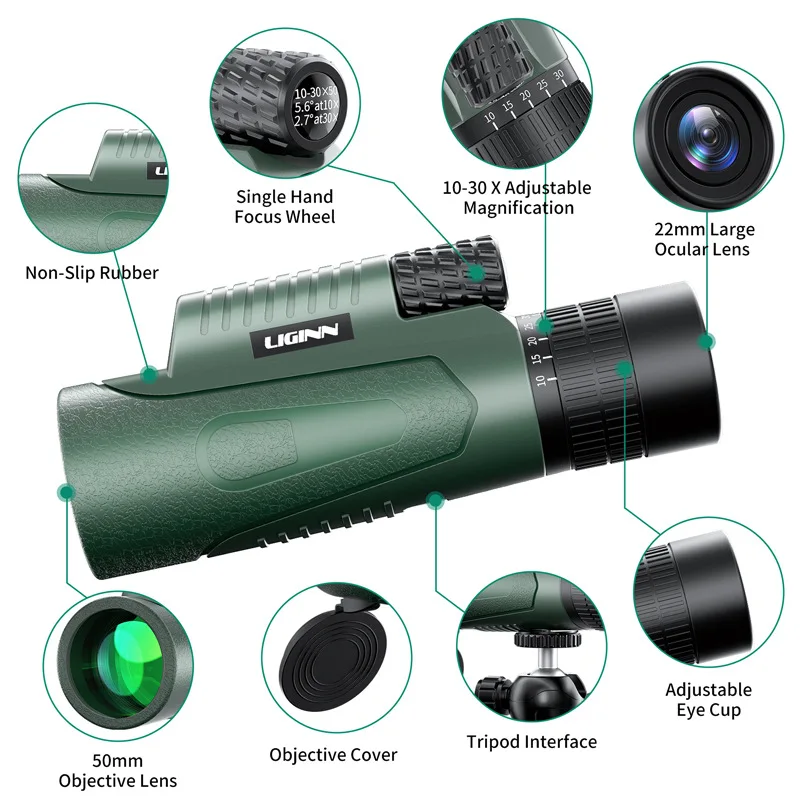 10-30x50 Zoom Telescope Astronomical Monocular Camping Equipment HD Spotting Scope with Phone Adapter Tripod for viewing 2