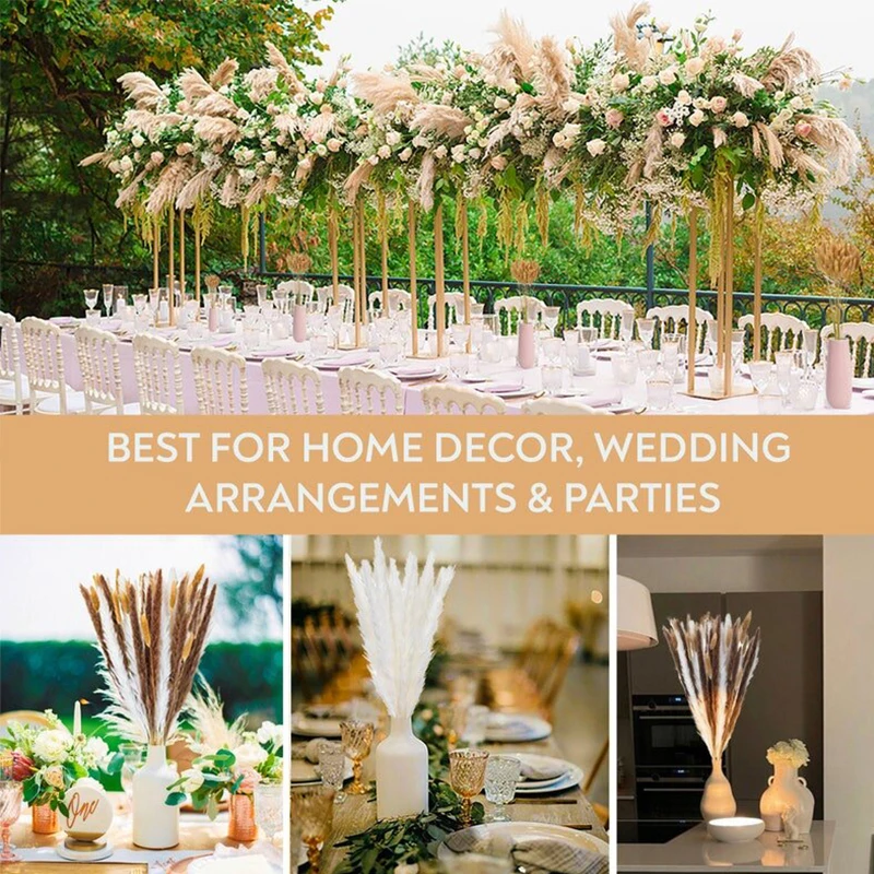 JYCRA Bouquet De Fleurs Séchées En Forme D'éventail, Décor D'herbe De Pampa Séchée, Plumes D'herbe De Roseau à Faire Soi-même, Pièce Maîtresse Pour Décoration De Mariage Boho