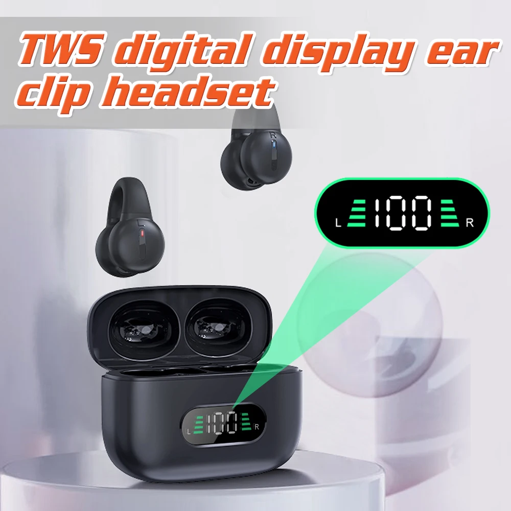 

Wireless Bluetooth Headset Digital Display Clip Ear Earphone HD Call HIFI Stereo Sports Music Headphones Comfortable To Wear