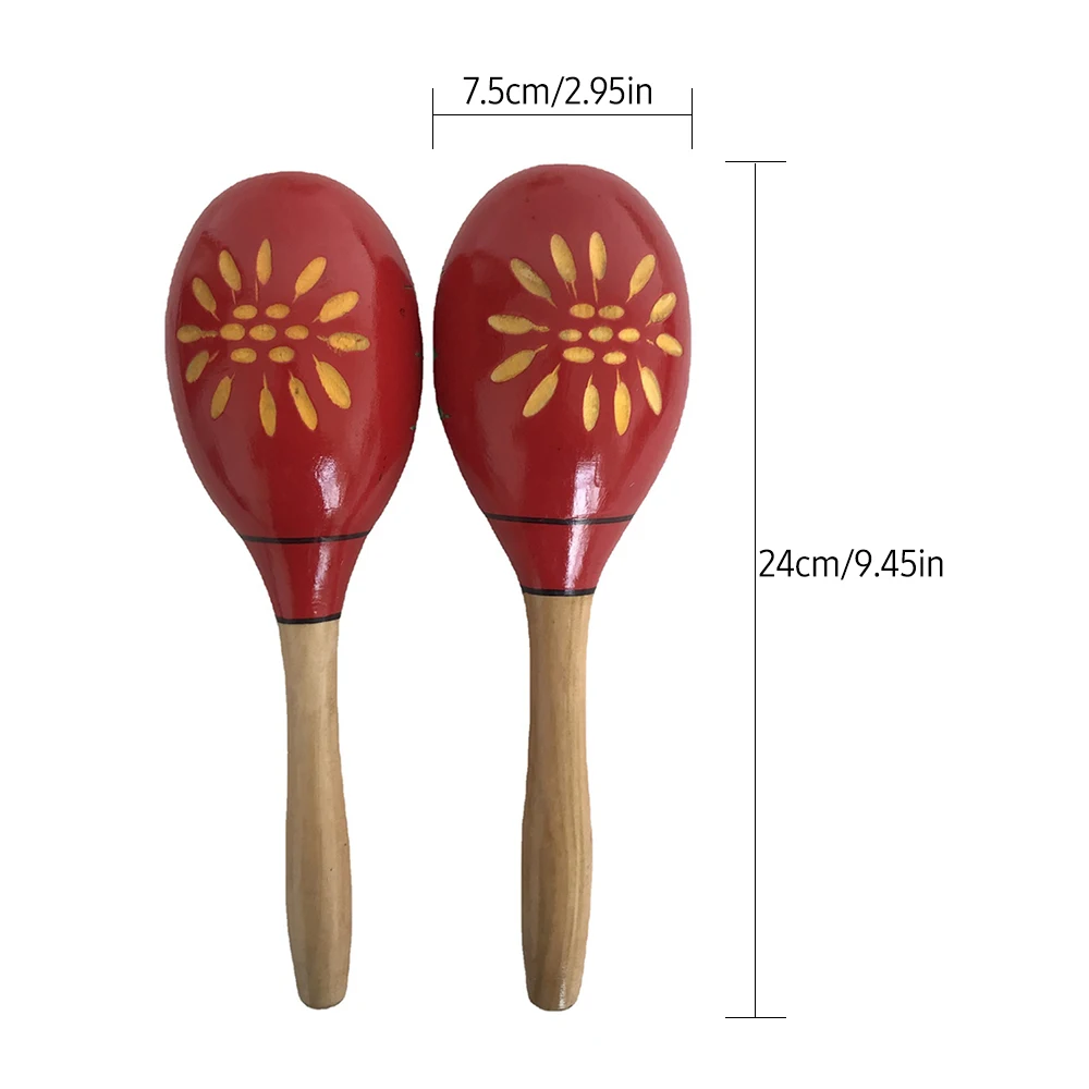 1 Pair Wooden Maracas Sand Hammer Rumba Shakers Rattles Sand Hammer Percussion Instrument Musical Toy for Children Party Games