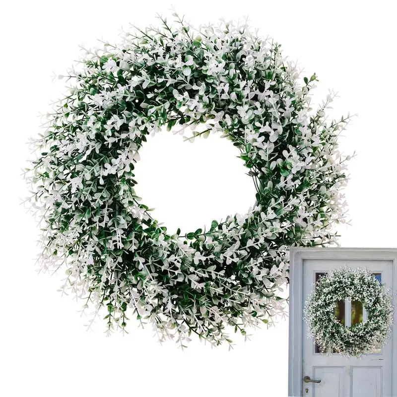 

Весенний искусственный эвкалипт, листья, венок, зелень, цветок эвкалипта, деревенский фермерский весенний венок, Цветочный дверной венок