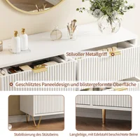 Commode blanche côtelée Comanlai, avec poignées et supports dorés, armoire de rangement, buffet, pour chambre, couloir, entrée 6