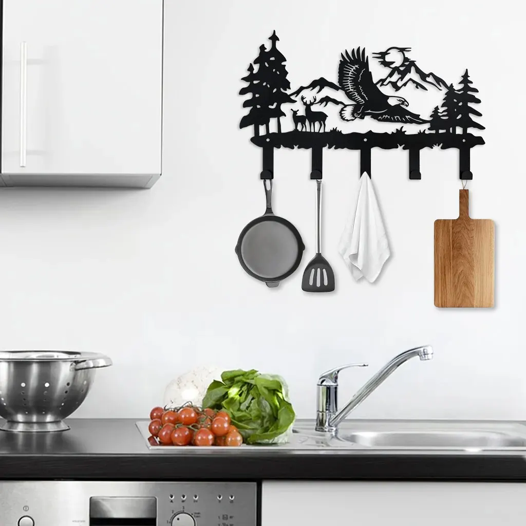 1Pc Metal Eagle Hooks Wall Art Decor-Eagle Hangers and Key Holder-Animal Theme Hooks Sweet Home Decor for Storage, Living Room 2