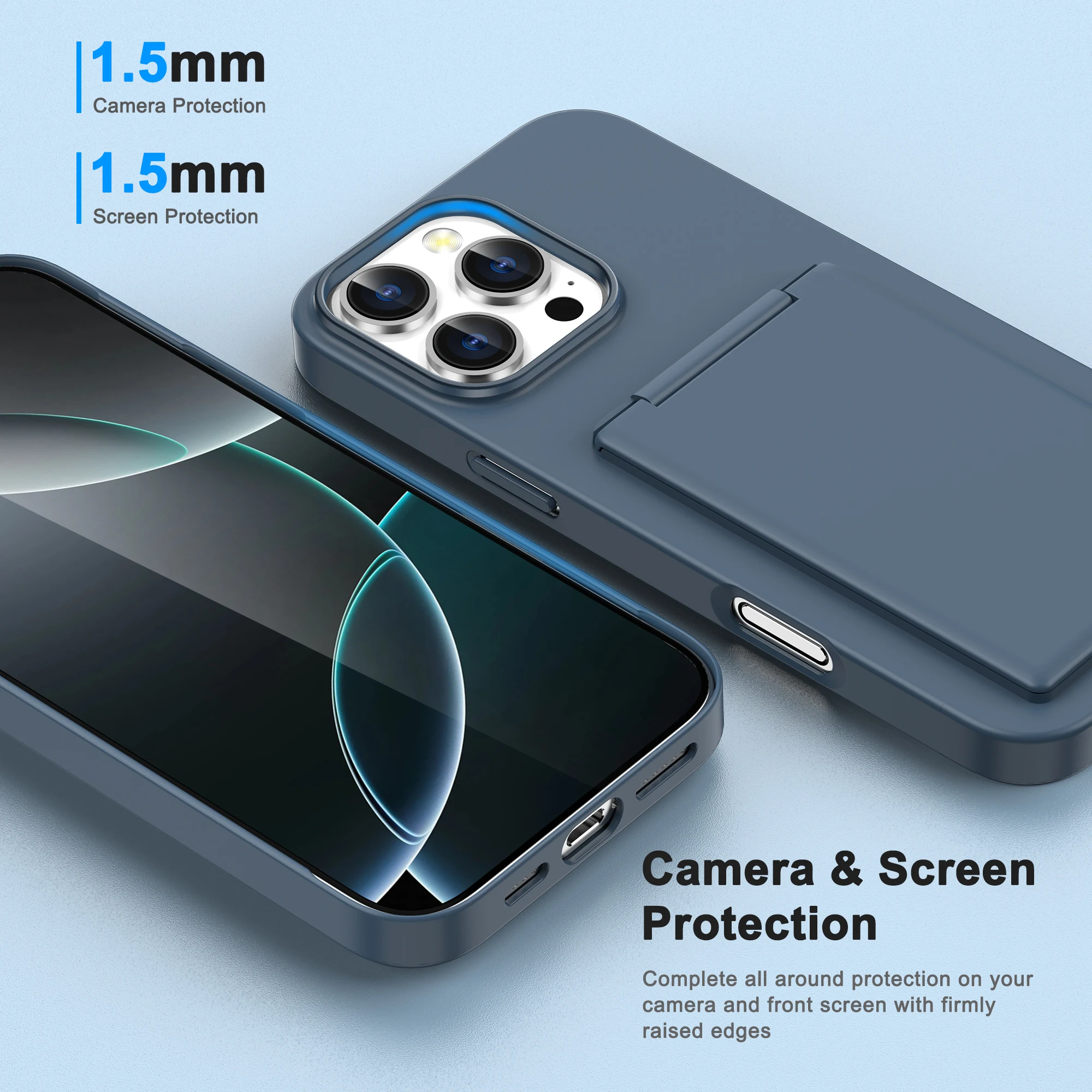 Sleek Built-in Kickstand Card Pocket Case with Breathable Design