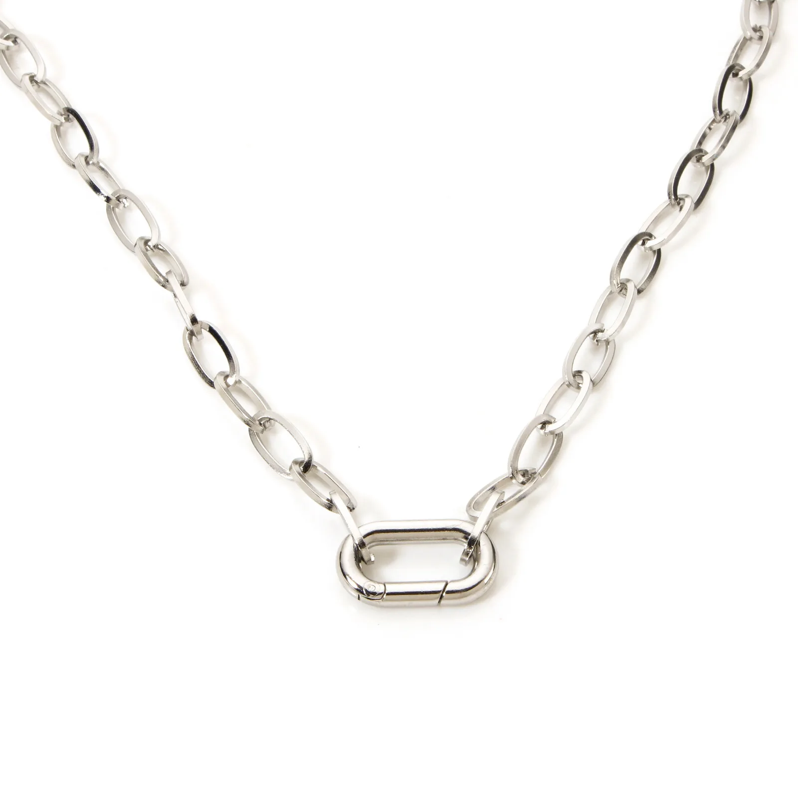 1 Stück 304 Edelstahl Büroklammer Gliederkette Halskette für DIY Schmuckherstellung Oval Silber Farbe 
 Metall 46,5 cm lang (18 2/8 Zoll) – Detail 6