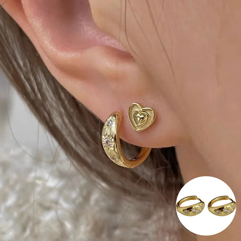 

100% 925 Sterling Silver Zircon Flower Earring for Women Girl Vintage Fashion Geometric Design Jewelry Party Gift Dropshipping