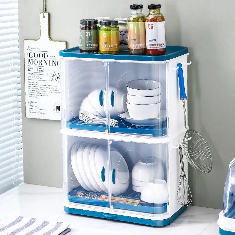 

Kitchen Storage Box, New Household Plastic Tabletop Dust Storage Rack, Draining Cabinet, Dishes, Chopsticks, Cutlery,