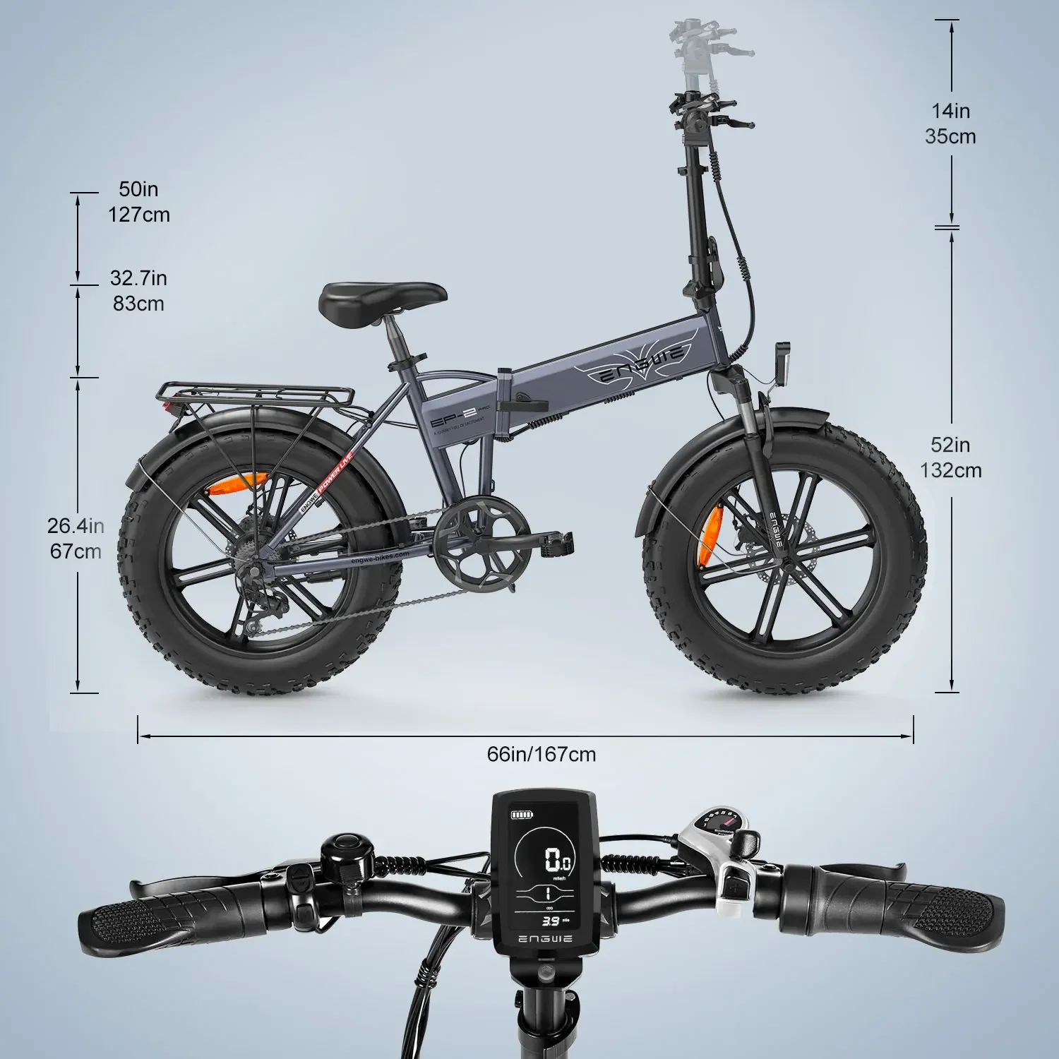 ENGWE EP-2 Pro folding electric bicycle 20-inch fat tire 750W motor 48V 13Ah battery 35 km/h maximum speed 100 km range electric bike electric bicycle