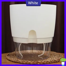 Clear Double-Layer Self-Watering Flowerpot with Cotton Wick and Injection Port - Extra large709 (White)