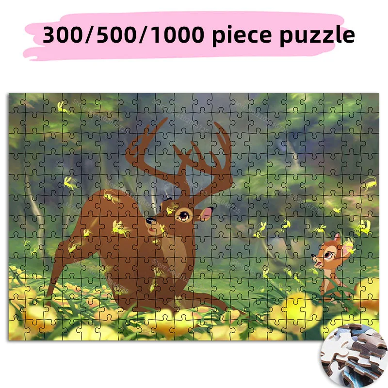 300 500 1000 Pieces Disney Bambi Cartoon Movie Puzzle Educational Toys Creative Puzzle Game Kids Adult Collection Hobby Gift cartoon bambi disney full screen rhino flower art deco 1000 pieces puzzle kids puzzle game holiday gift first choice