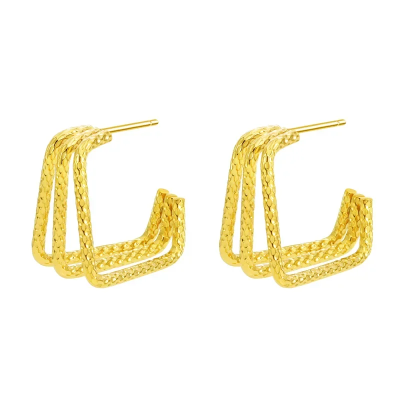

Geometric Gold Earrings For Women Stainless Steel Eardrop French Style Luxury Trendy Wedding Jewelry