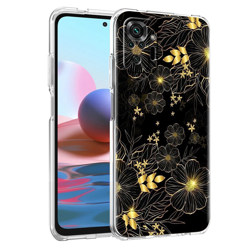 Goldfolie Kunst Handyhülle für Redmi 12 Note 10 11 11T 7 8 8T 9 K40 Gaming 9A 9C Pro Plus 5G Transparente Hülle Coque Capas – Detail 3
