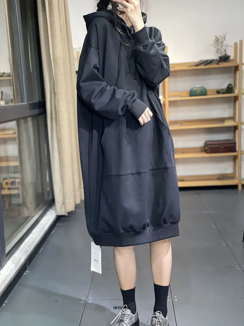 

Plus Size 6XL 150KG Women Winter Fleece Dress O Neck Long Sleeve Large Dress Ladies Loose Oversized Long Dresses