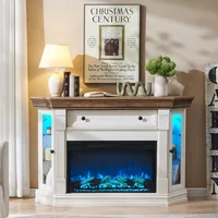 56'' Corner Fireplace TV Stand for 65 Inch TV, Farmhouse Entertainment Center w/ 30'' Electric Fireplace, Media Console for 6