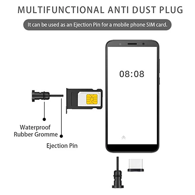 유형 C 전화 충전 포트 3.5mm 이어폰 잭 Sim 카드 USB C 먼지 플러그를 삼성 S10 S9 S8, 화웨이 P10 P20 P30 프로에서 할인된 가격으로 구매해보세요.