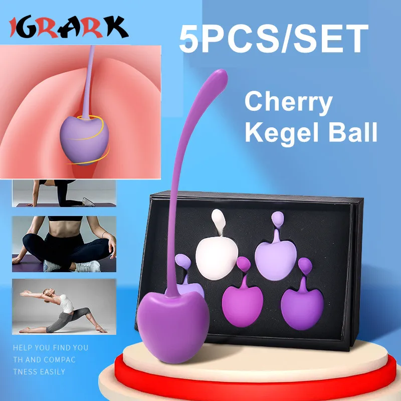 5Pcs Safe Silicone Smart Kegel Ball Cherry Ben Wa Ball Geisha Shrinking Balls Vagina Tighten Exercise Machine Sex Toy for Women