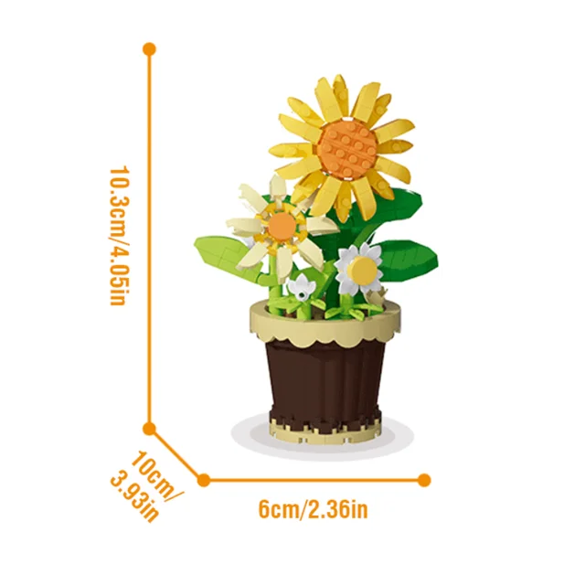 1PC Mini Succulent Flower Pot Building Blocks Simulation Flower Assembling Brick Model Kids Toys Home Decoration Collection Gift 2