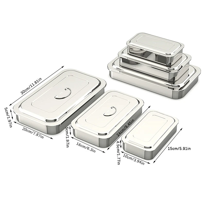 Dental Tray Surgical Nursing Lid Medical Equipment Steriliser Container for Dentist Storage Box Stainless Steel Instrument storage box storage tray