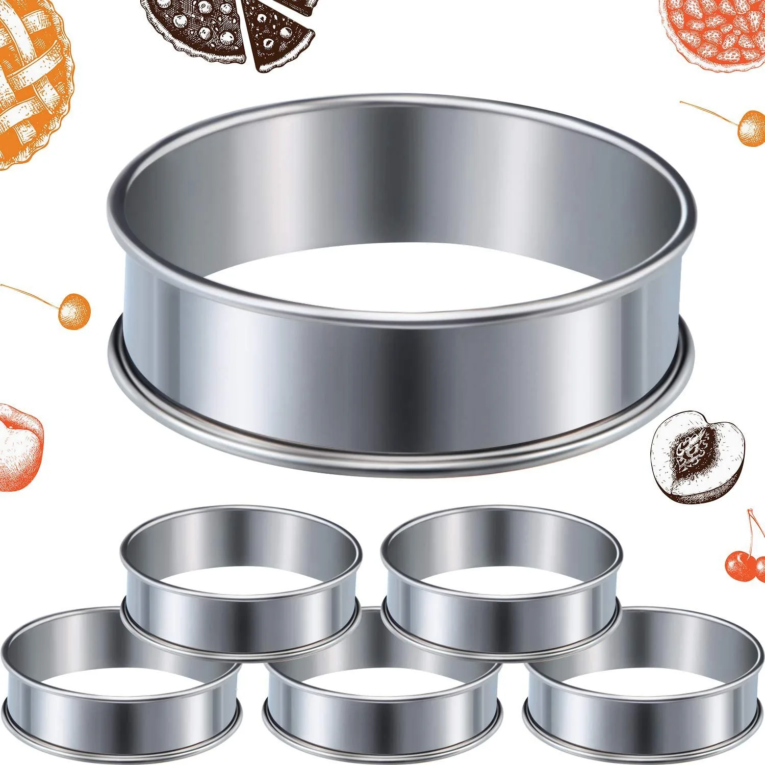 Muffin Tart Rings 6 Pcs Double Rolled Stainless Steel Rings