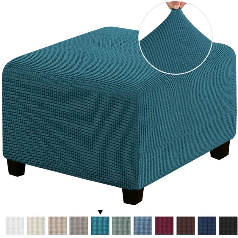 

Polar Fleece Footstool Cover Durable Stretch Ottoman Cover Solid Color Footrest Slipcover for Living Room Furniture Protector