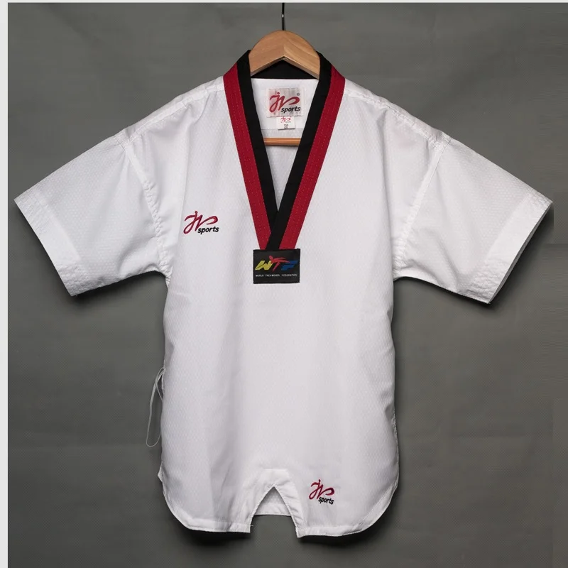 White Taekwondo Uniform For Competition Daily Training WTF Logo Karate Judo Dobok Clothes Children Adult Unisex Martial Arts Gi