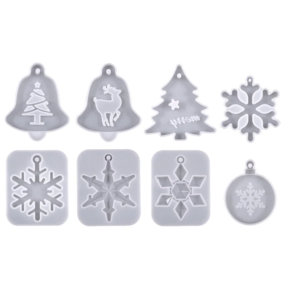 

8 шт., силиконовые искусственные формы, рождественские тематические формы для подвесок (разные стили)