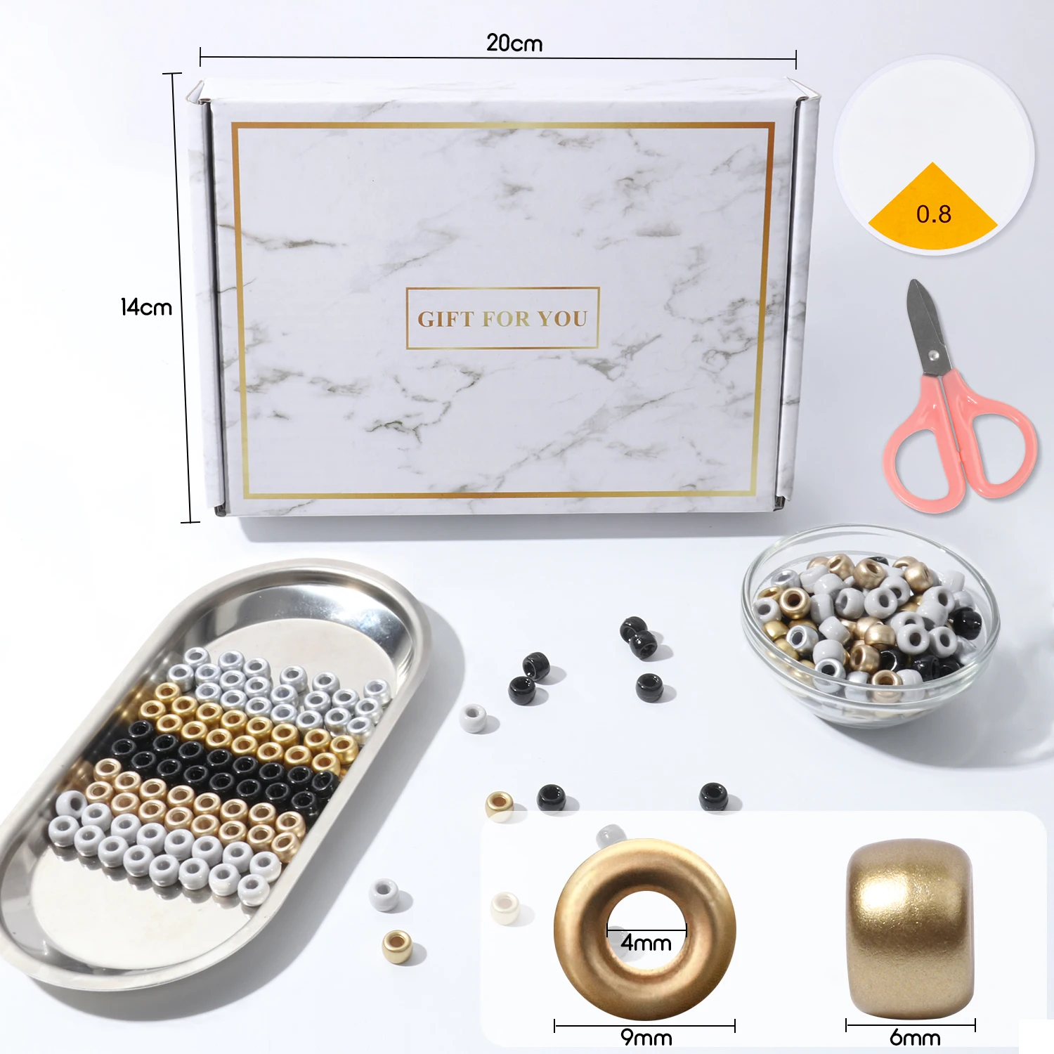 Gold Color Pony Beads Acrylic Flat Round Spacer Beads Jewelry Charms Make Bracelets Necklace Accessory Christmas Gifts 1200pcs