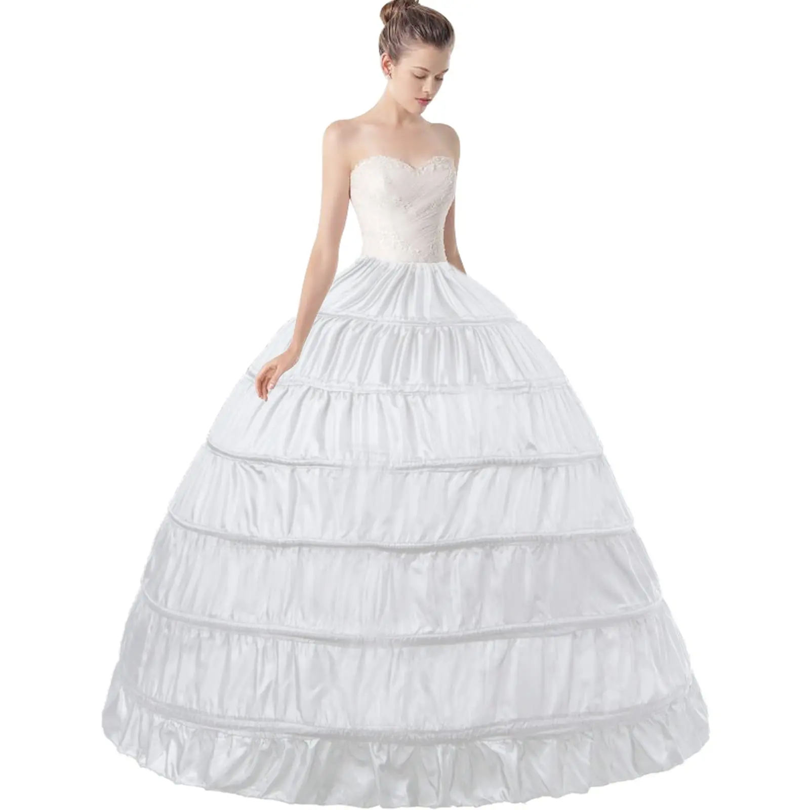 

6-Hoops Hoop Skirt Crinoline for Wedding Dress Underskirt Ball Gown Petticoat for Women