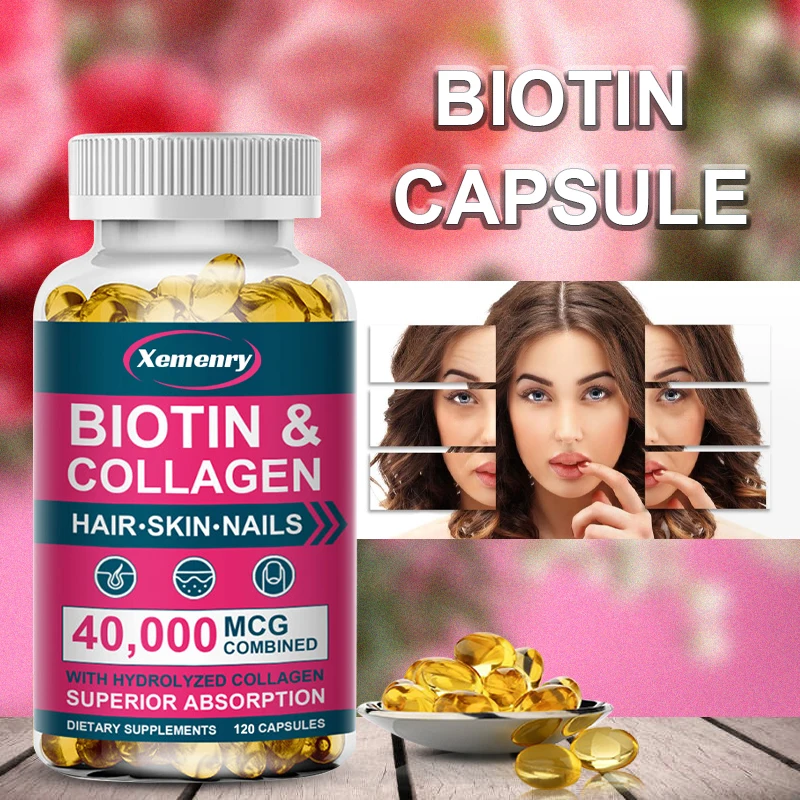 

Collagen Biotin Capsules, Promotes Hair Growth, Strengthens Weak Nails, Anti-Aging, Supports Joints & Bones