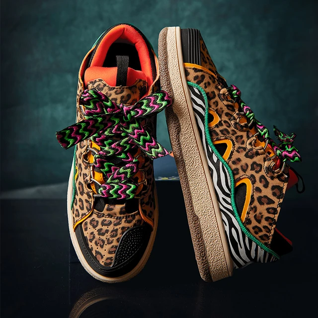 Brown Leopard Men's Tennis Shoes, Animal Print Designer Best High-top  Sneakers For Men | Heidikimurart Limited