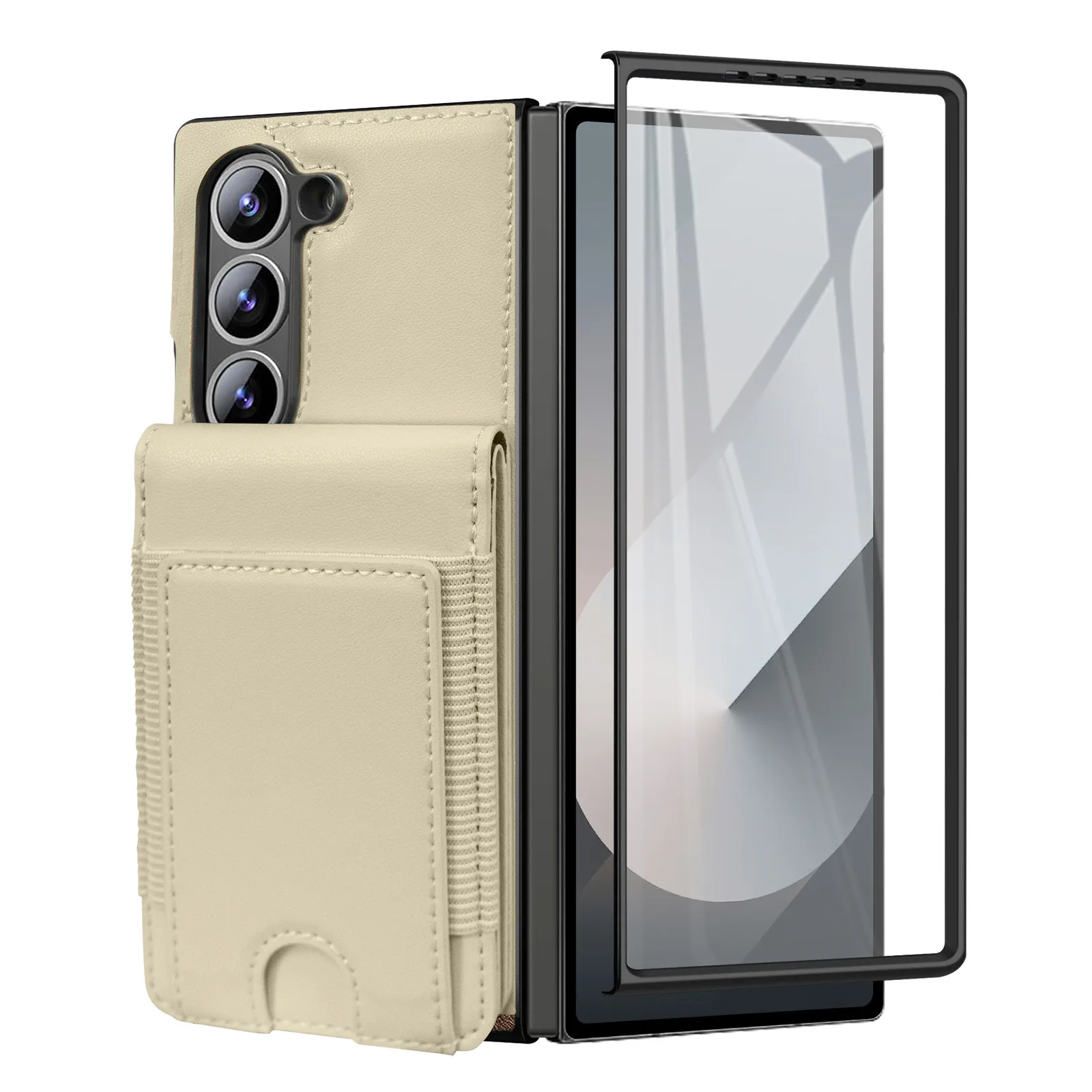 Luxurious Leather Foldable Phone Case with Screen Protector and Kickstand, Enhanced Drop Protection