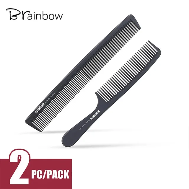 Brainbow 2pc peigne à cheveux antistatique carbone brosse à cheveux professionnel Pro Salon outils de coiffure coiffure barbiers poignée brosse 1