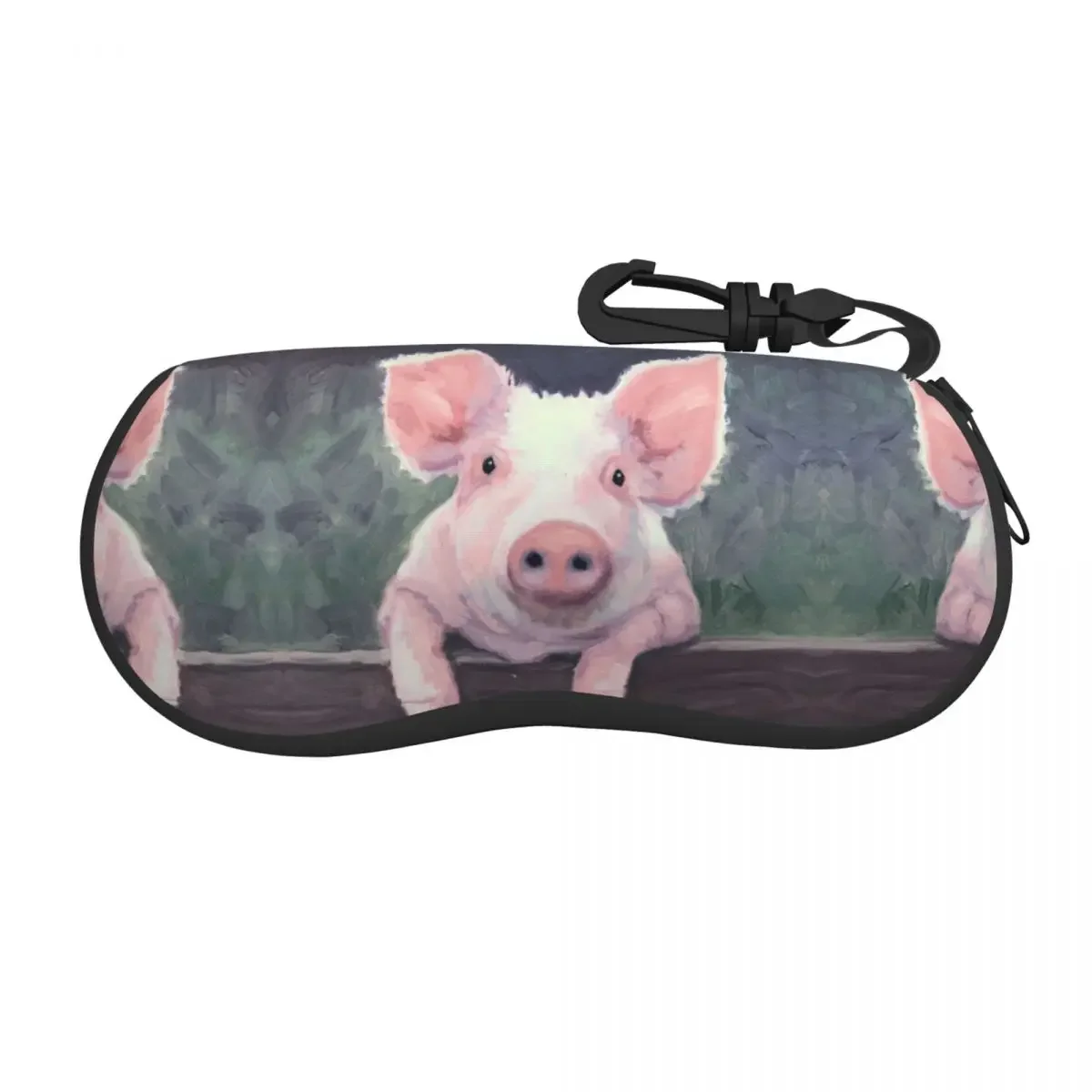 Portable Eyewear Case Cover Farmhouse Pig Sunglasses Soft Glasses Box With Lanyard Zipper Eyeglass Protector