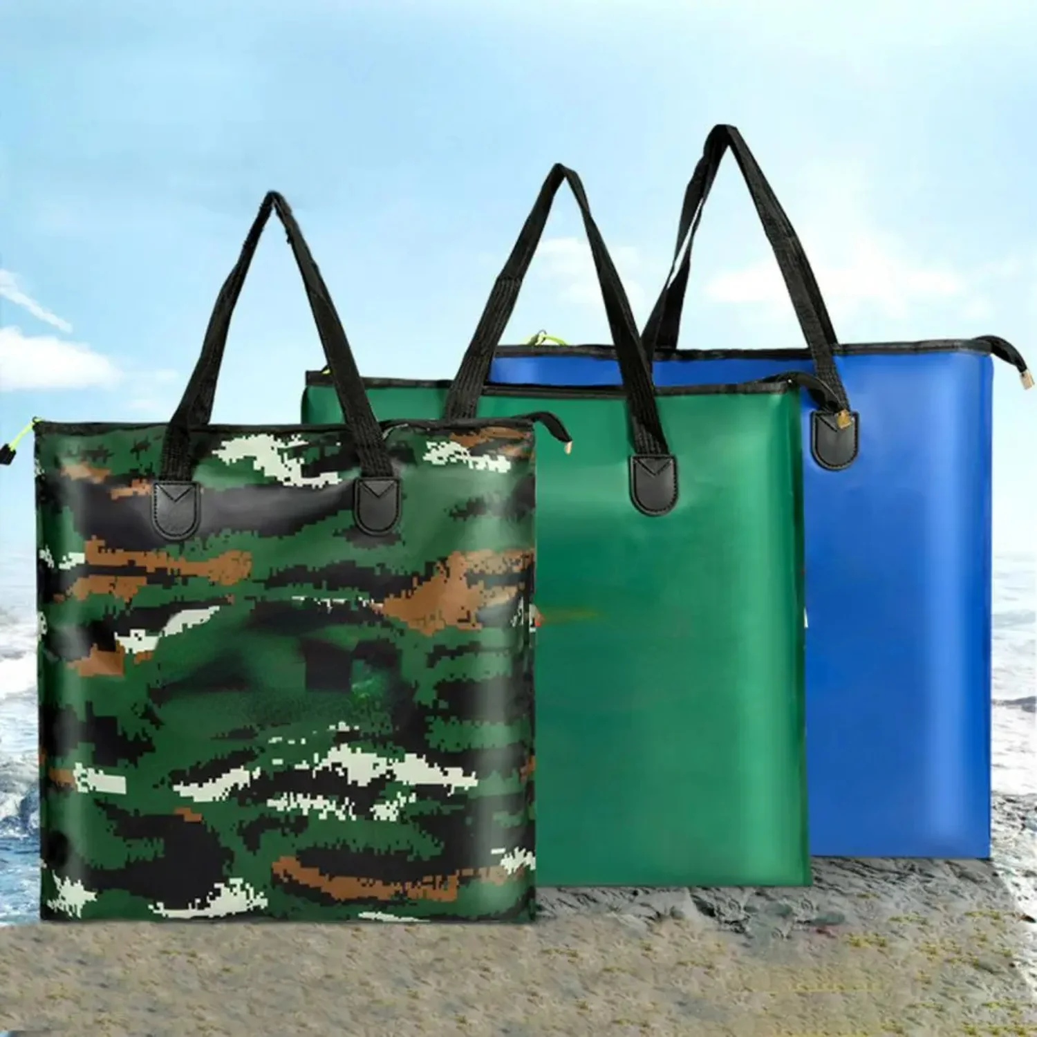 Portable Camouflage Fishing Foldable Oxford Cloth Large Capacity Fishing Water Tank Outdoor Camping