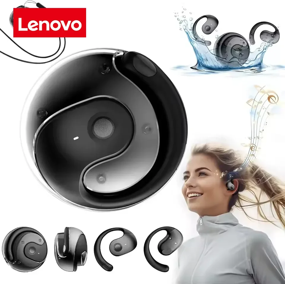 Lenovo Wireless Headphones Comfortable Ear Hook Touch Control Earbuds with Mic Wireless Bluetooth Headset Phone Earphones Game
