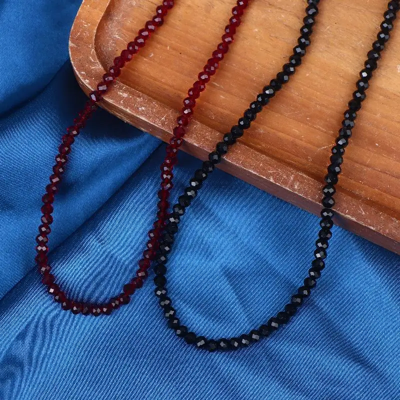 1/3 Stück modische rote schwarze Kristallglasperlen-Halskette mit einzigartigem Design und luxuriösem Gefühl für Schlüsselbeinschmuck – Detail 5