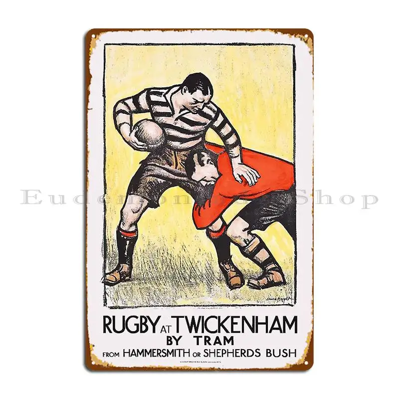 

1921 рекламный плакат для регби At Twickenham, металлический знак, печать, украшение для гаража, клуба, бара, стандартный плакат