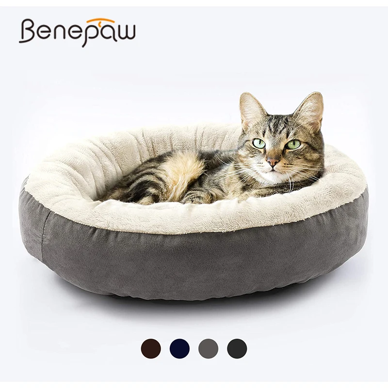 

Benepaw Cozy Cat Bed Indoor Anti-Slip Round Pet Calming Cushion For Small Medium Large Breed Warm Soft Cuddler Machine Washable