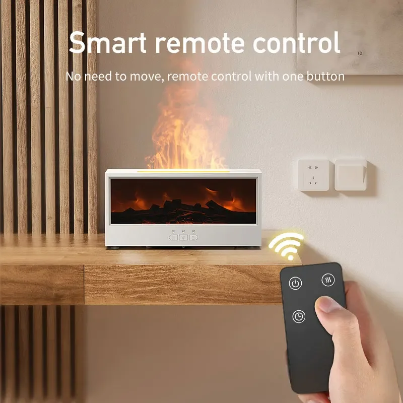 Home Air Essential Oil Aromatherapy Humidifier Flame Automatic Aromatherapy Machine With LED Light Remote Control 5