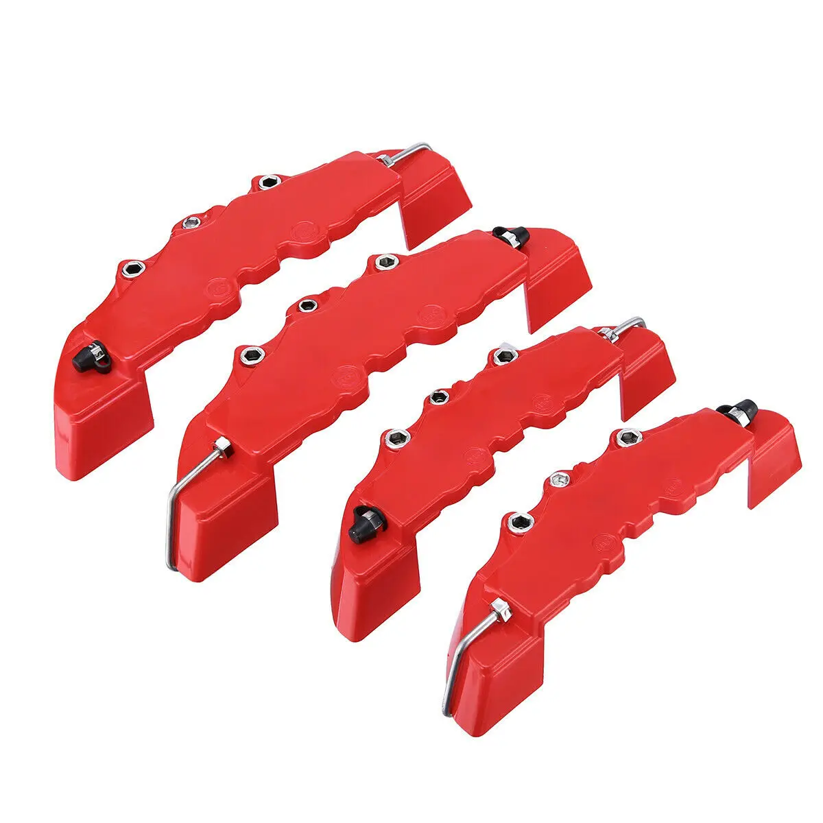 4Pcs 3D Car Disc Brake Caliper Covers Front & Rear Kit Red Plastic Car Caliper Cover Decoration Auto Brake Cover