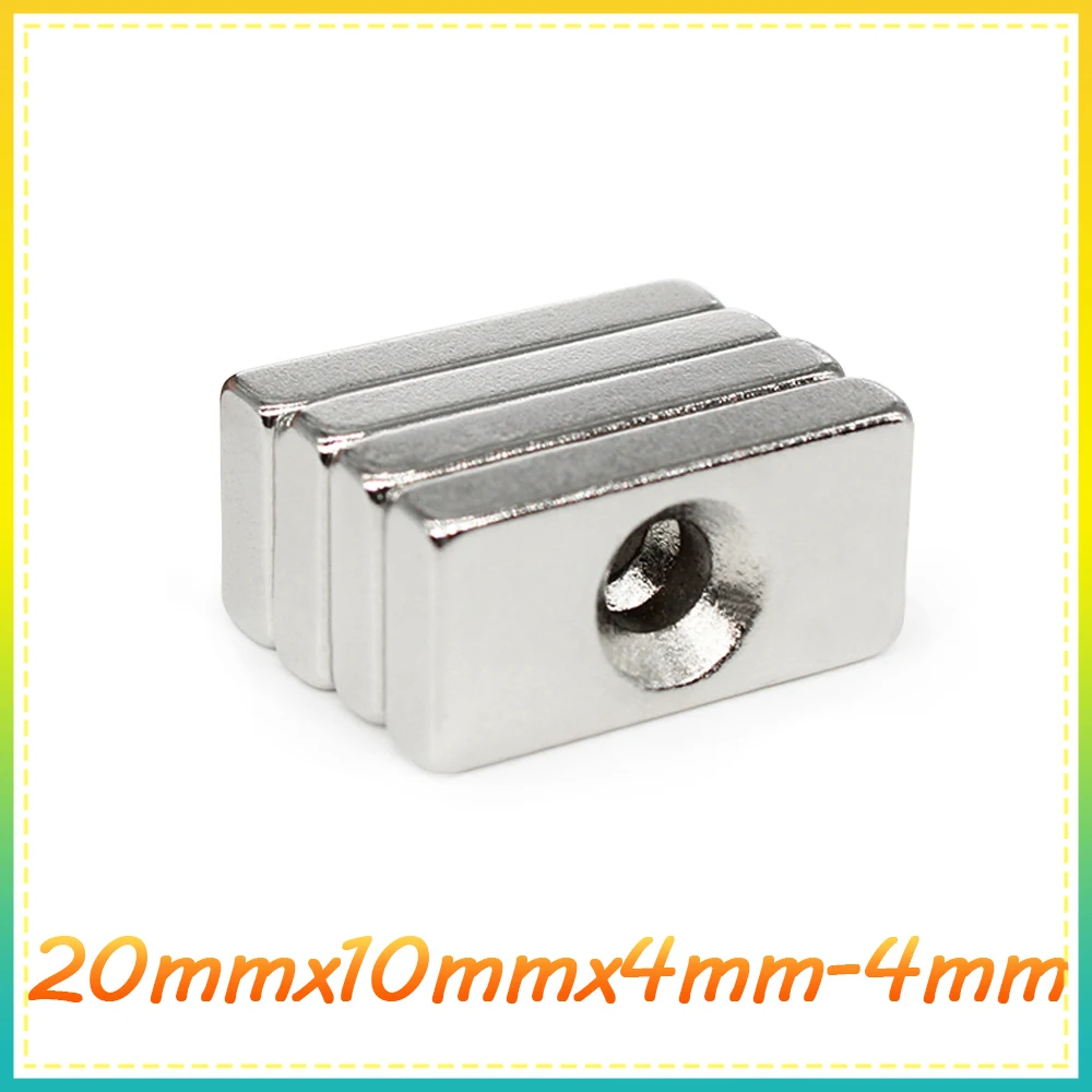 

2/5/10/20/50PCS 20x10x4-4mm Quadrate Countersunk Neodymium Magnet Hole 4mm 20x10x4-4 Block Strong Powerful Magnets 20*10*4-4