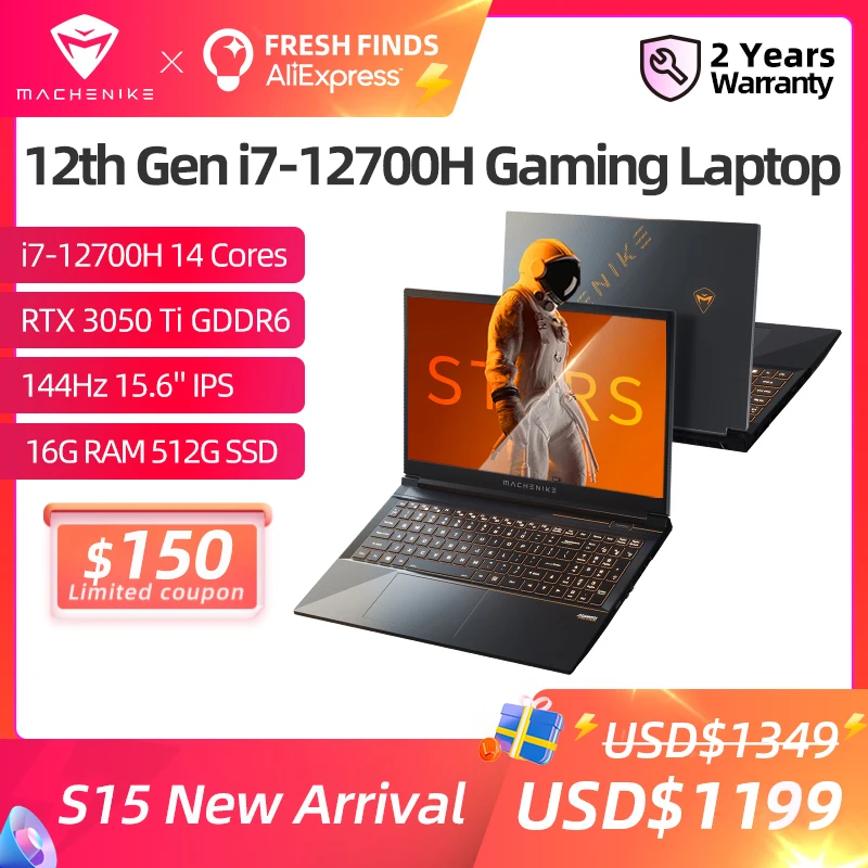 Игровой ноутбук Machenike S15 Core i7 12700H RTX3050Ti 144 Гц 15 6 дюймов FHD 16 ГБ 512 SSD ноутбуки