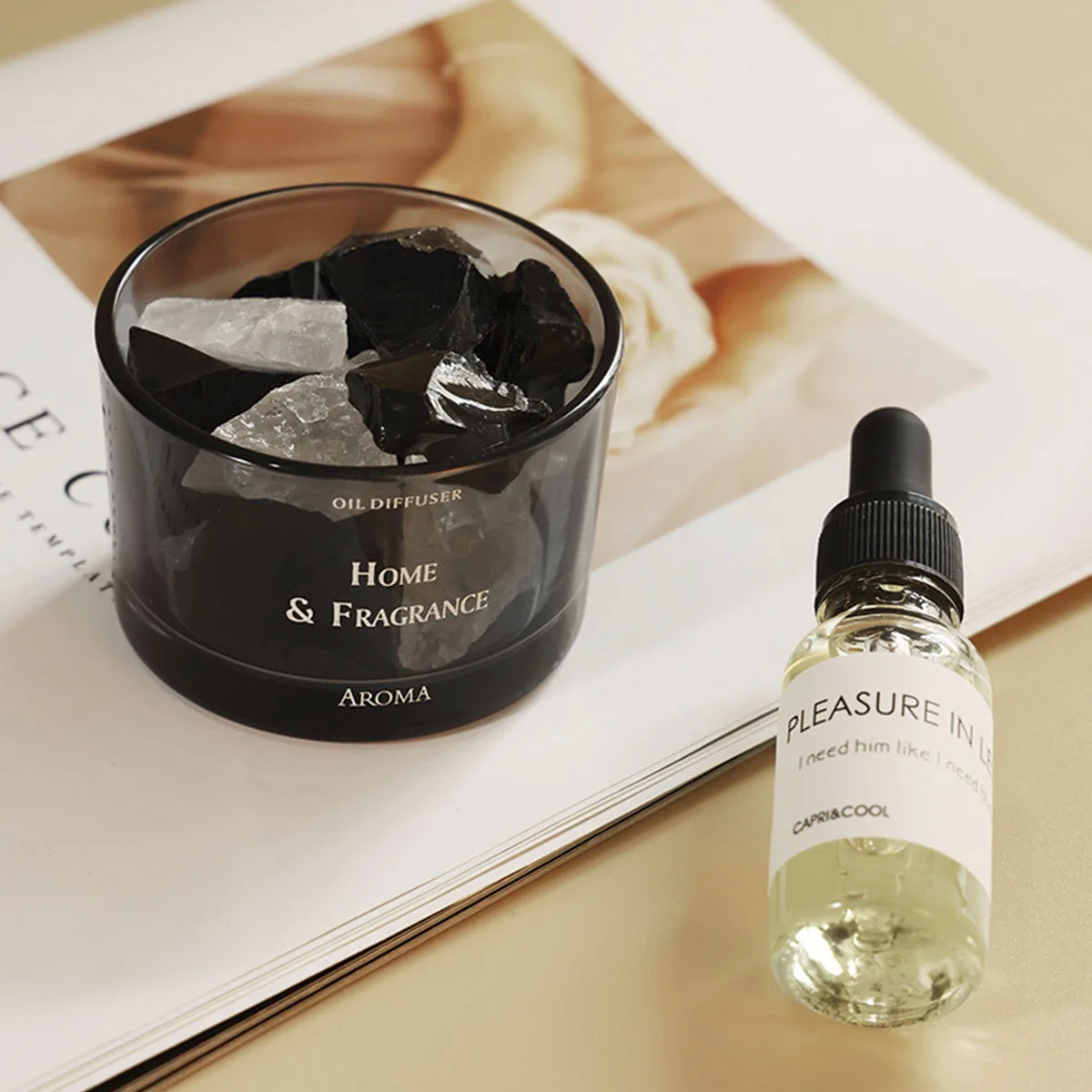 موزع روكس للزيوت العطرية مع صخور كريستالية طبيعية،...