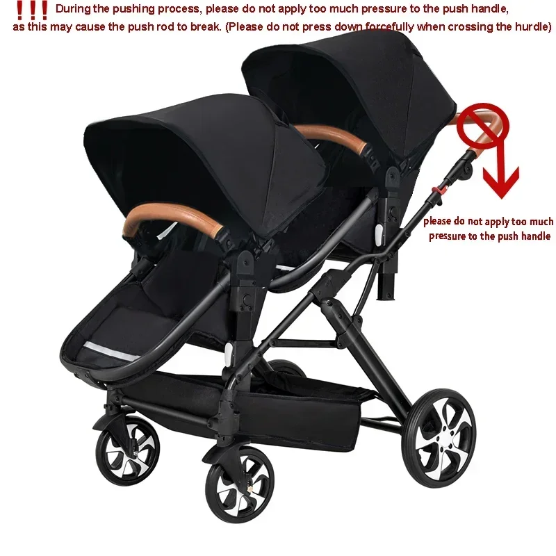 Twins Baby stroller 3in1 with car seat, double kids baby carriage, detachable sleeping basket high view baby stroller